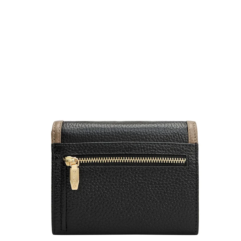 Da Milano Black Wax Leather Ladies Wallet - Black for Women | Best Price UAE